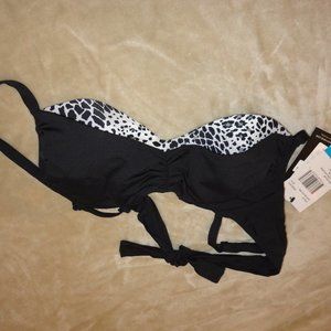 COCO REEF Women's Black & White Bikini Top Size 36/38C NWT!!